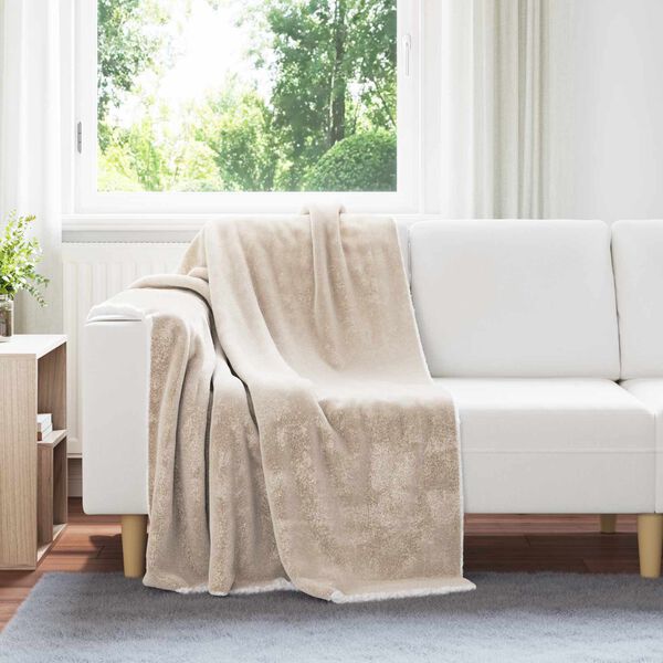 vidaXL Throw Blanket Beige 130 x 150 cm Fleece