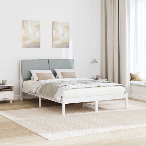 vidaXL Bed frame White and light grey 140 x 200 cm Solid pine wood
