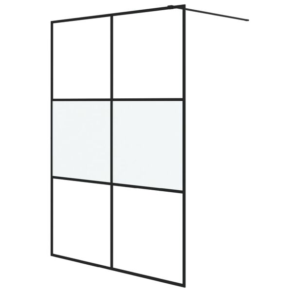 vidaXL Walk-in Shower Wall Black 140x195 cm Half Frosted ESG Glass