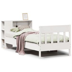 vidaXL Bookcase Bed without Mattress White 75x190 cm Small Single Solid Wood Pine