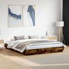vidaXL Bed Frame with LED without Mattress Smoked Oak 180x200 cm Super King