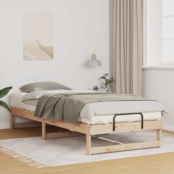 vidaXL Bed Frame Brown 80 x 220 cm Solid Pine Wood