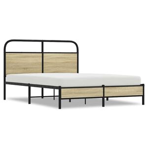 vidaXL Bed Frame without Mattress 140x190 cm Sonoma Oak Engineered Wood