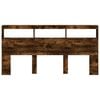 vidaXL Headboard Cabinet with LED Smoked Oak 200x17x102 cm