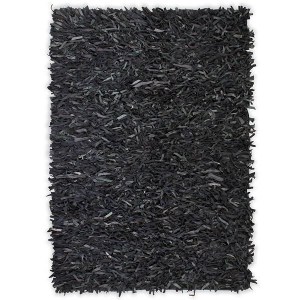 vidaXL Shaggy Rug Genuine Leather 160x230 cm Grey