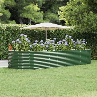 vidaXL Garden Raised Bed Green 367x140x68 cm Powder-coated Steel