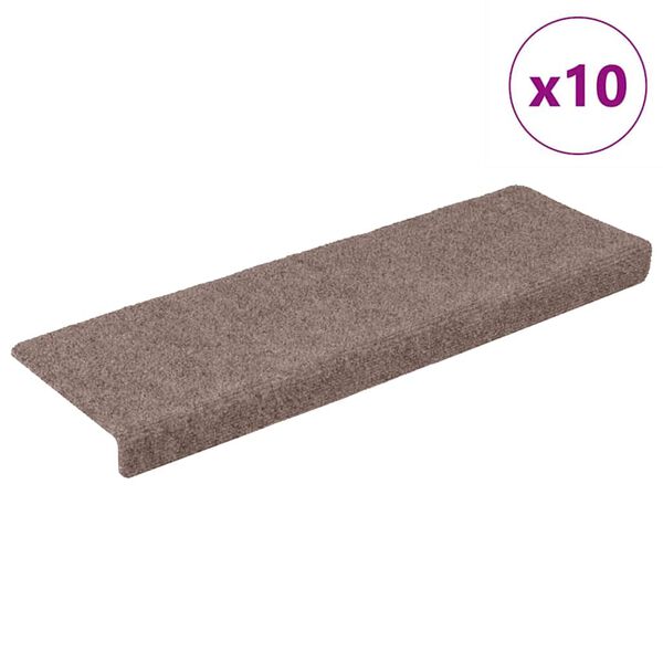 vidaXL Stair Mats Self-adhesive 10 pcs 65x21x4 cm Light Brown Rectangular Edge