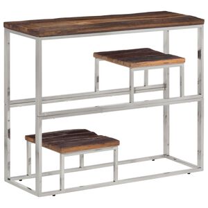 vidaXL Console Table Silver Stainless Steel and Solid Wood Sleeper