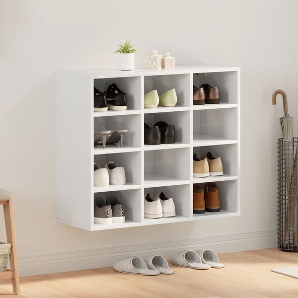 vidaXL Shoe Cabinet with Shelf White 77.5 x 30 x 67 cm Engineered Wood