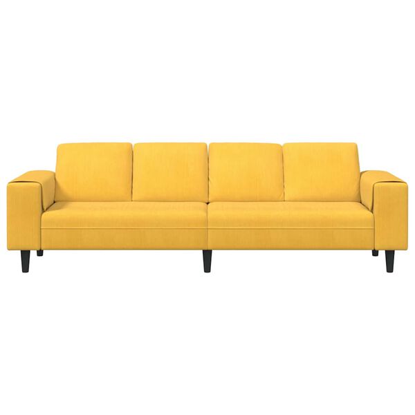 vidaXL Fabric Sofa with Cushion Light Yellow Corduroy fabric