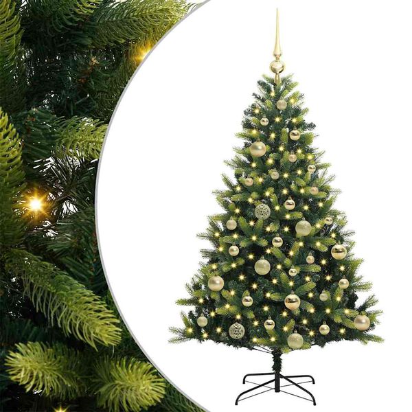 vidaXL Artificial Hinged Christmas Tree 150 LEDs Green 120 cm