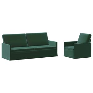 vidaXL Sofa Set 2 pcs Dark Green Velvet