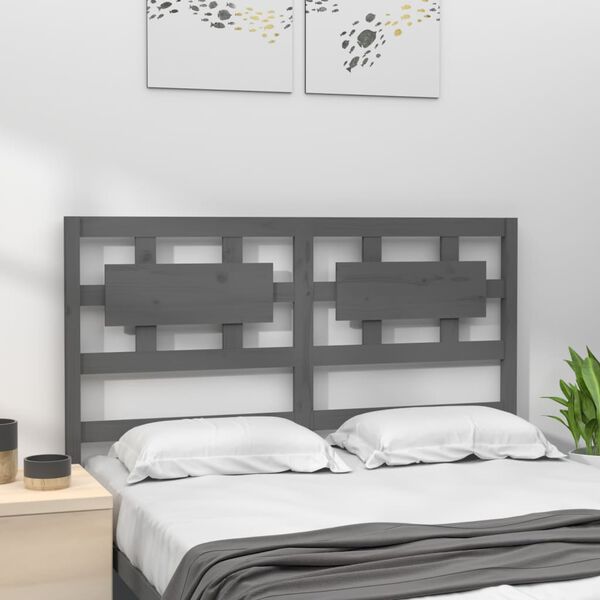 vidaXL Bed Headboard Grey 185.5x4x100 cm Solid Wood Pine