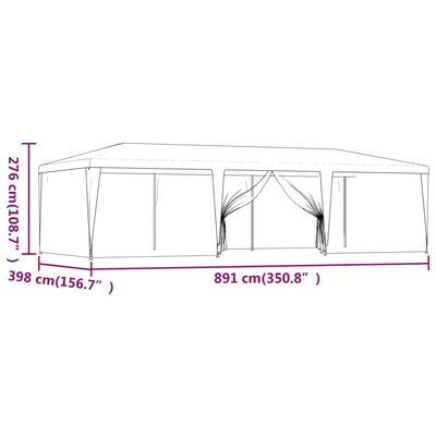 vidaXL Party Tent with 8 Mesh Sidewalls Green 9x4 m HDPE