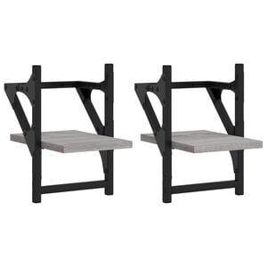 vidaXL Wall Shelves with Bars 2 pcs Grey Sonoma 20x25x30 cm
