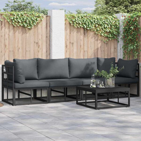 vidaXL Garden Sofa Set 4 pcs Black Metal