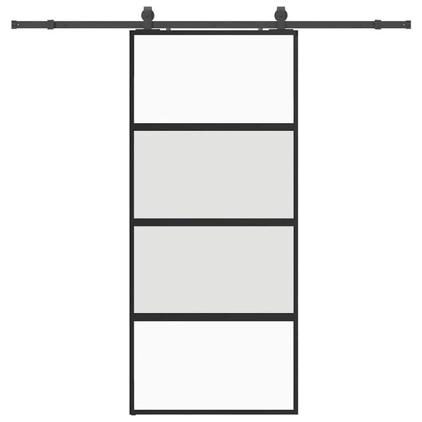 vidaXL Sliding Door with Hardware Set Black 90x205 cm Tempered Glass