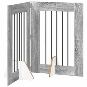 vidaXL Foldable Dog Gate with Stands 2 pcs Grey Sonoma 120.5 cm