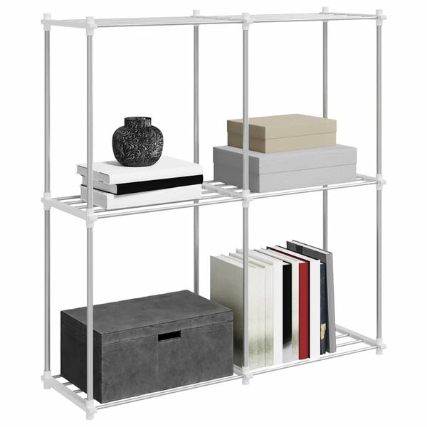 vidaXL Tubular Shelf with Storage White 86 x 27 x 90 cm Aluminium