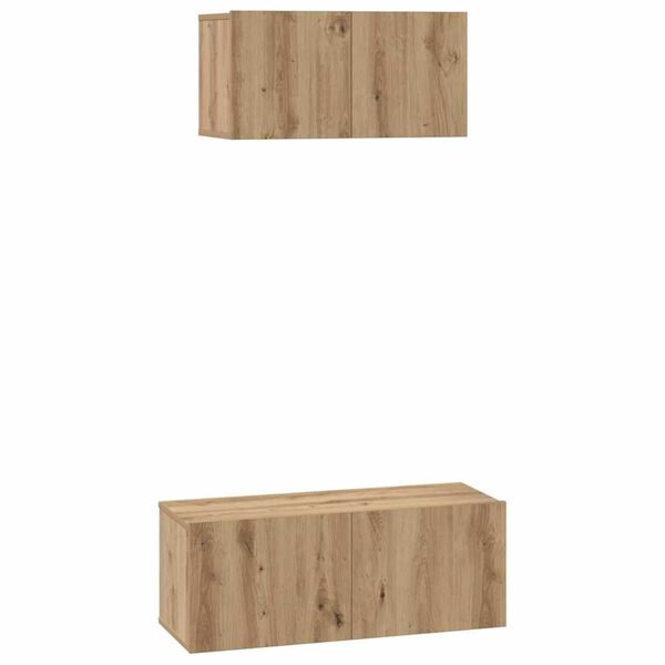 vidaXL TV Cabinet Set Wall-mounted 2 pcs Artisan Oak Engineered Wood