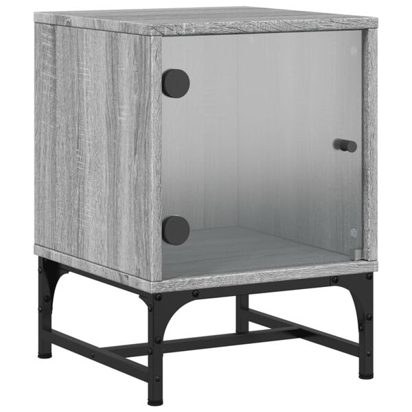 vidaXL Bedside Cabinet with Glass Door Grey Sonoma 35x37x50 cm