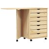 vidaXL Rolling Cabinet with Desk MOSS Clear Varnish Solid Pine wood