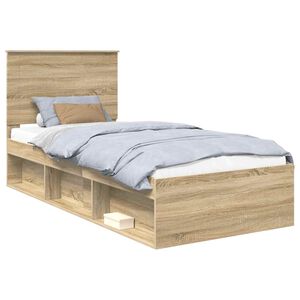 vidaXL Bed Frame with Headboard Sonoma 100 x 200 cm Solid Pine Wood
