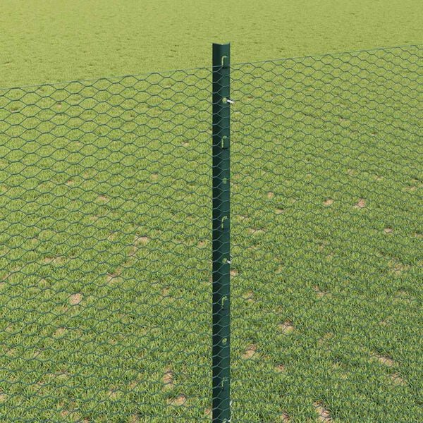 vidaXL Fence with Post Green 1.4 x 25 m Steel and PVC