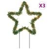 vidaXL Christmas Light Decorations with Spikes 3 pcs Star 50 LEDs 29 cm