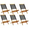 vidaXL Folding Garden Chairs 6 pcs Black Solid Wood Acacia