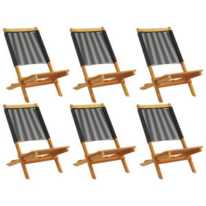 vidaXL Folding Garden Chairs 6 pcs Black Solid Wood Acacia