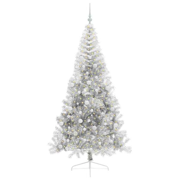 vidaXL Artificial Pre-lit Christmas Tree Silver 210 cm PET