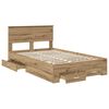 vidaXL Bed Frame with Drawer Artisan Oak 120 x 190 cm Engineered Wood