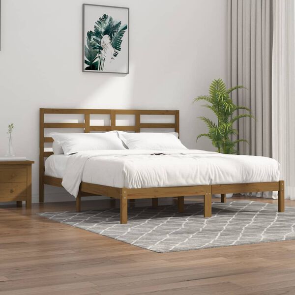 vidaXL Bed Frame without Mattress Honey Brown Solid Wood 200x200 cm