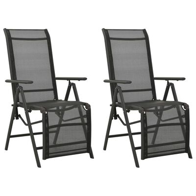 vidaXL Reclining Garden Chairs 2pcs Textilene and Aluminium Black
