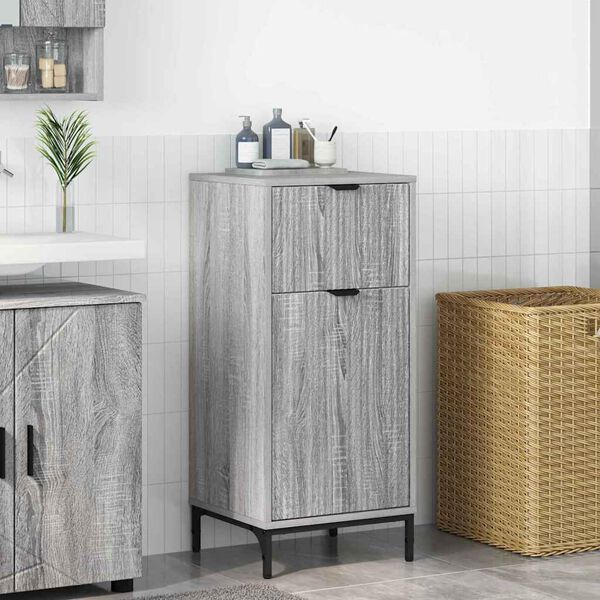 vidaXL Bathroom Cabinet with Drawer Grey Sonoma 39.5 x 36 x 88 cm