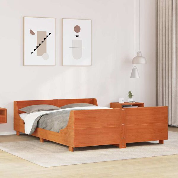 vidaXL Bed Frame without Mattress Wax Brown 120x200 cm Solid Wood Pine