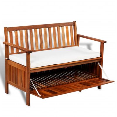 Wooden Storage Bench with Backrest