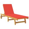 vidaXL Sun Lounger Reclining with Cushion Red Solid Acacia Wood