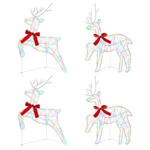 vidaXL Christmas Reindeer 4 pcs 80 LEDs Multicolour 43 x 19 x 65 cm