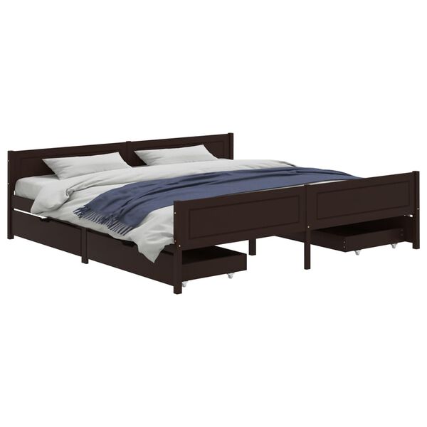 vidaXL Bed Frame without Mattress Dark Brown 180x200 cm Super King Solid Wood