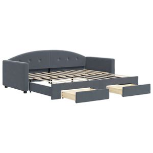 vidaXL Daybed with Trundle&Drawers without Mattress Dark Grey 90x190 cm Single