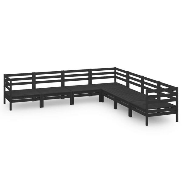 vidaXL 7 Piece Garden Lounge Set Solid Wood Pine Black