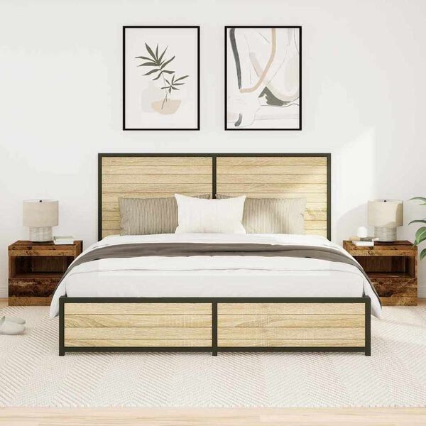 vidaXL Bedside Cabinet 2 pcs Old Wood 50 x 40 x 45 cm Engineered Wood