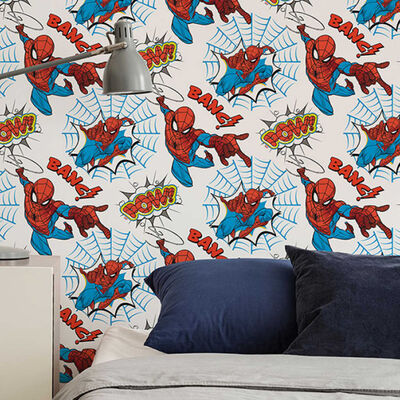 Noordwand Kids at Home Wallpaper Spiderman Pow White