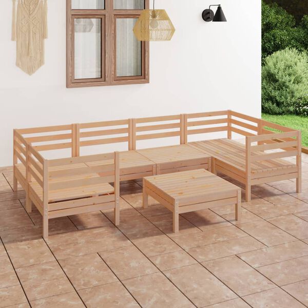 vidaXL 7 Piece Garden Lounge Set Solid Wood Pine