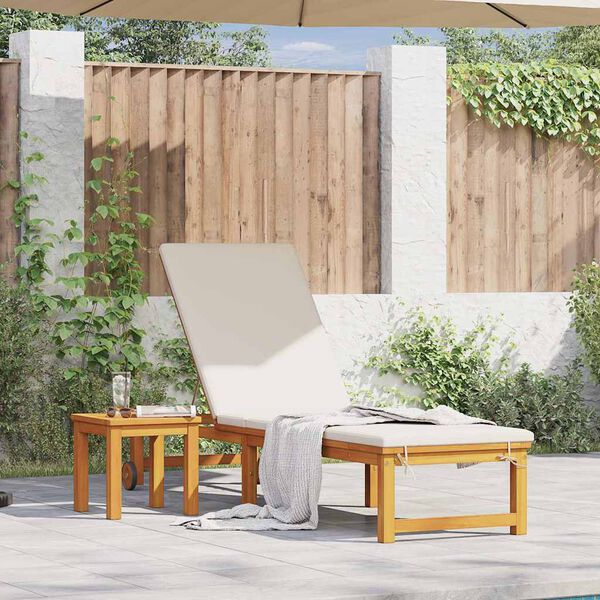 vidaXL Sun Lounger Reclining Brown 53 x 202 x 89cm Solid Acacia wood