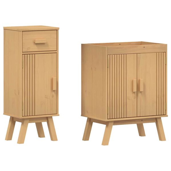 vidaXL Bathroom Furniture Set with Drawer 2 pcs Brown Solid Pine wood