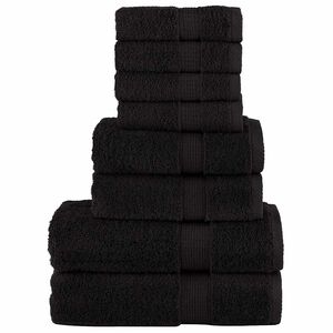 vidaXL 8 Piece Premium Towel Set SOLUND Black 600 gsm