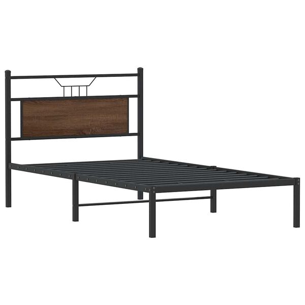 vidaXL Bed Frame without Mattress Brown Oak 107x203 cm Engineered Wood